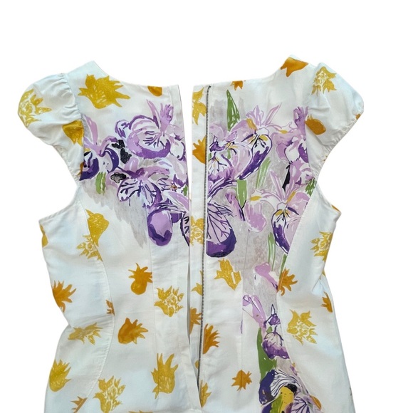 Floral print dress purple white yellow size 8 Rebekah Maysles by Anthropologie - Picture 6 of 8